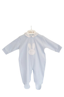 Blue cotton babygrow Sleepy Bunny - Big Bunny 1m