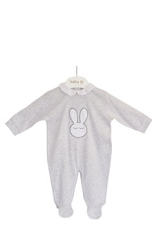 Grey cotton babygrow Sleepy Bunny - Big Bunny 3m