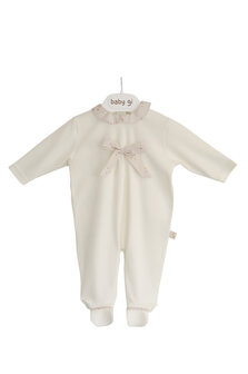 Cotton babygrow with collar &amp; bow - Golden 1m