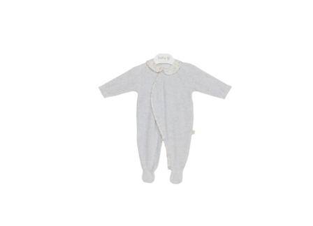 Grey velour babygrow Flowers 1m