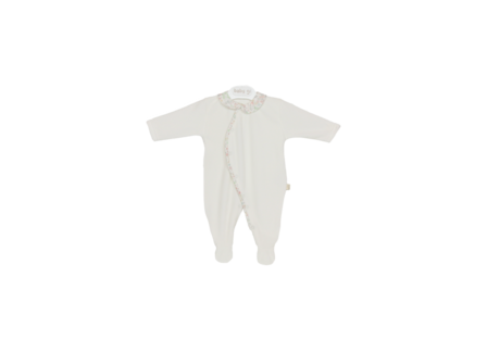 Cream velour babygrow Flowers 1m