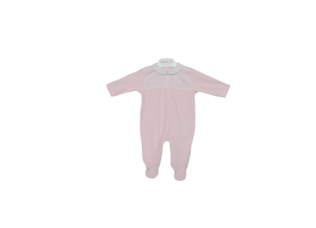 Pink velour babygrow with button detail 1m