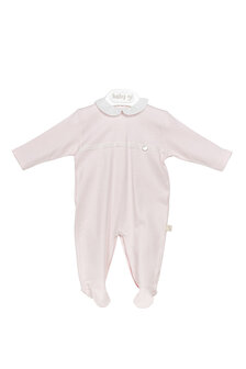 Pink cotton babygrow - lace detail 1m