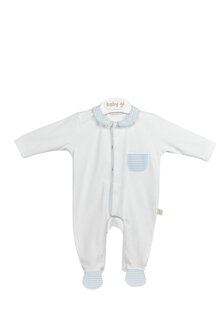 White babygrow with pocket blue sky 1m