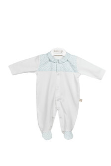 White babygrow beach - blue detail 1m