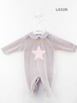 Velour Babygrow Little Star Big - pink 1m