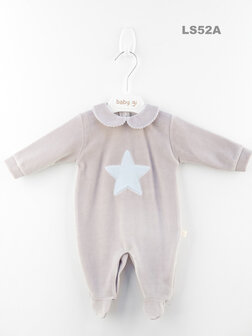 Velour Babygrow Little Star Big - blue 3m