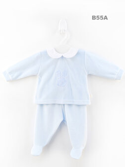 Velour babygrow Bunny: set of 2 - blue 3m