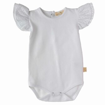 Body white, angel sleeves 9m