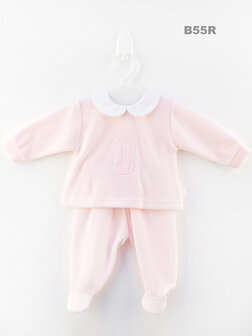 Velour babygrow Bunny: set of 2 - pink 3m