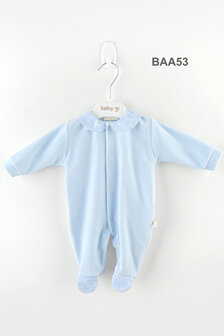 Babygrow velour Bunny on the back - blue 1m