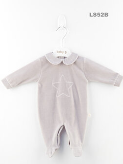 Velour Babygrow Little Star Big - white 1m