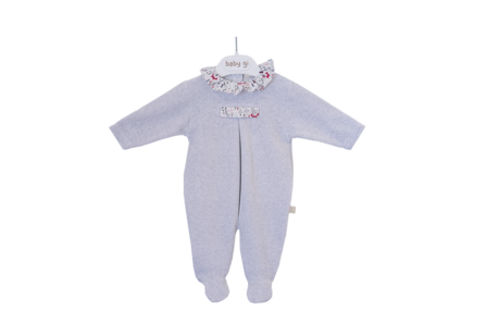 Velour babygrow Red Forest - frilly collar 1m