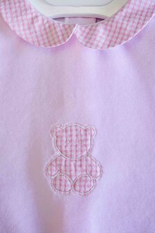 Velour babygrow Litte Teddy with teddy - pink 1m