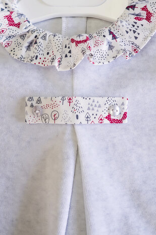 Velour babygrow Red Forest - frilly collar 1m